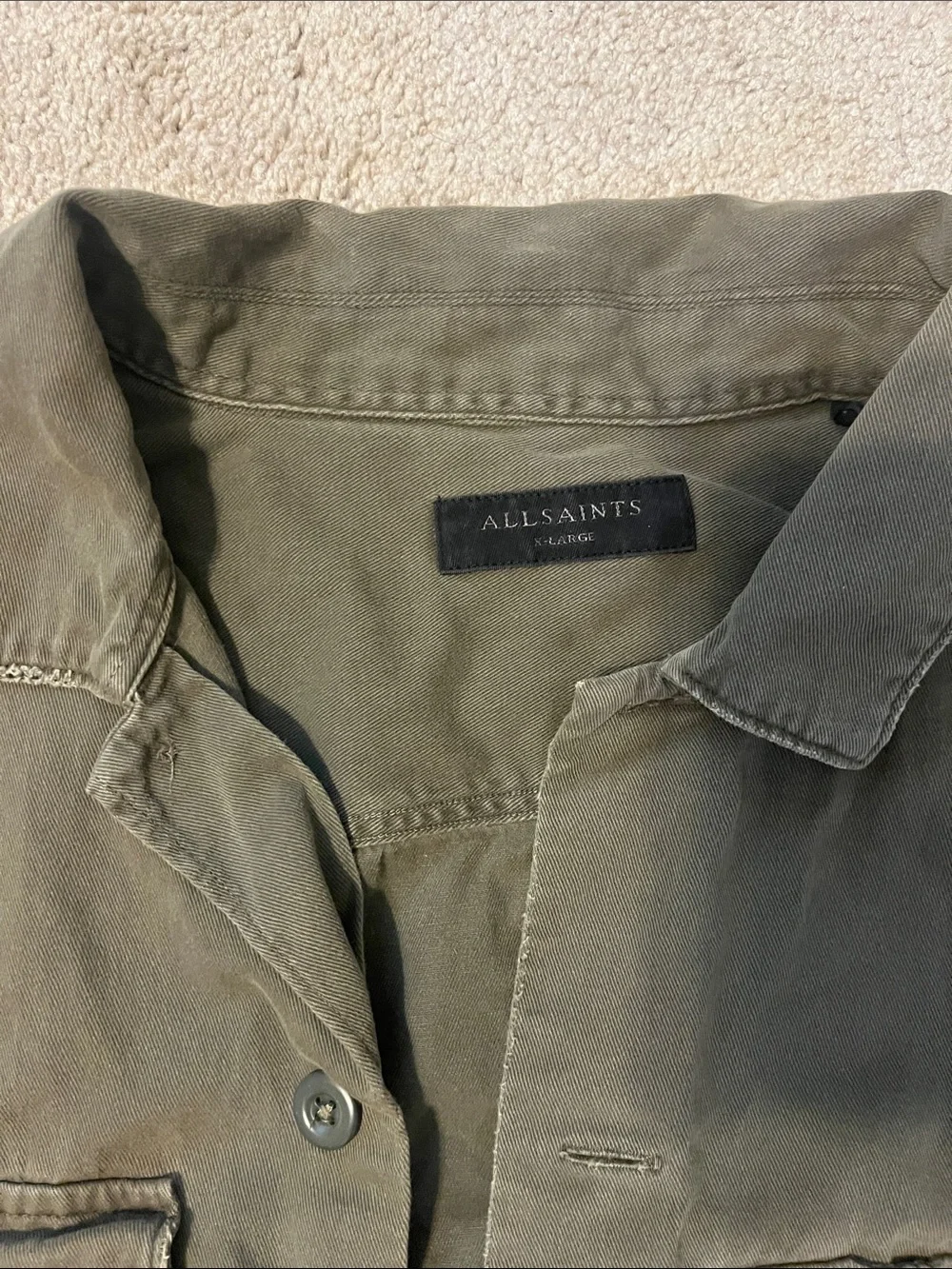 Men's All Saints SPOTTER SLIM FIT OVERSHIRT Cargo Green size xl
